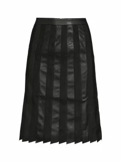 Women Donna Karan Faux Leather & Faux Suede Pleated Skirt