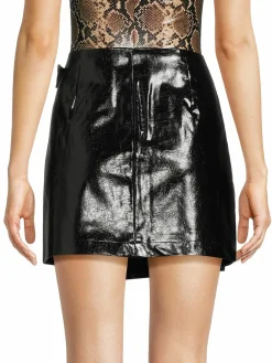 Women Avec Les Filles Faux Leather Asymmetric Wrap Mini Skirt