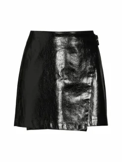 Women Avec Les Filles Faux Leather Asymmetric Wrap Mini Skirt