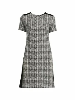 Women Ellen Tracy Faux Leather Jaquard Shift Dress