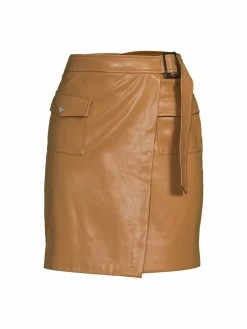 Women Calvin Klein Faux Leather Mini Wrap Skirt