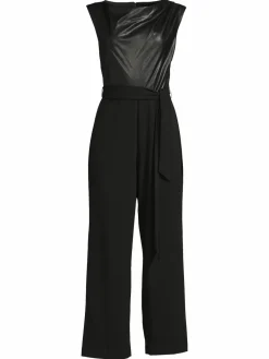 Women DKNY Faux Leather Mix Media Jumpsuit