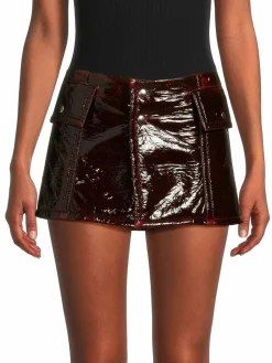 Women LaQuan Smith Faux Leather Moto Mini Skirt