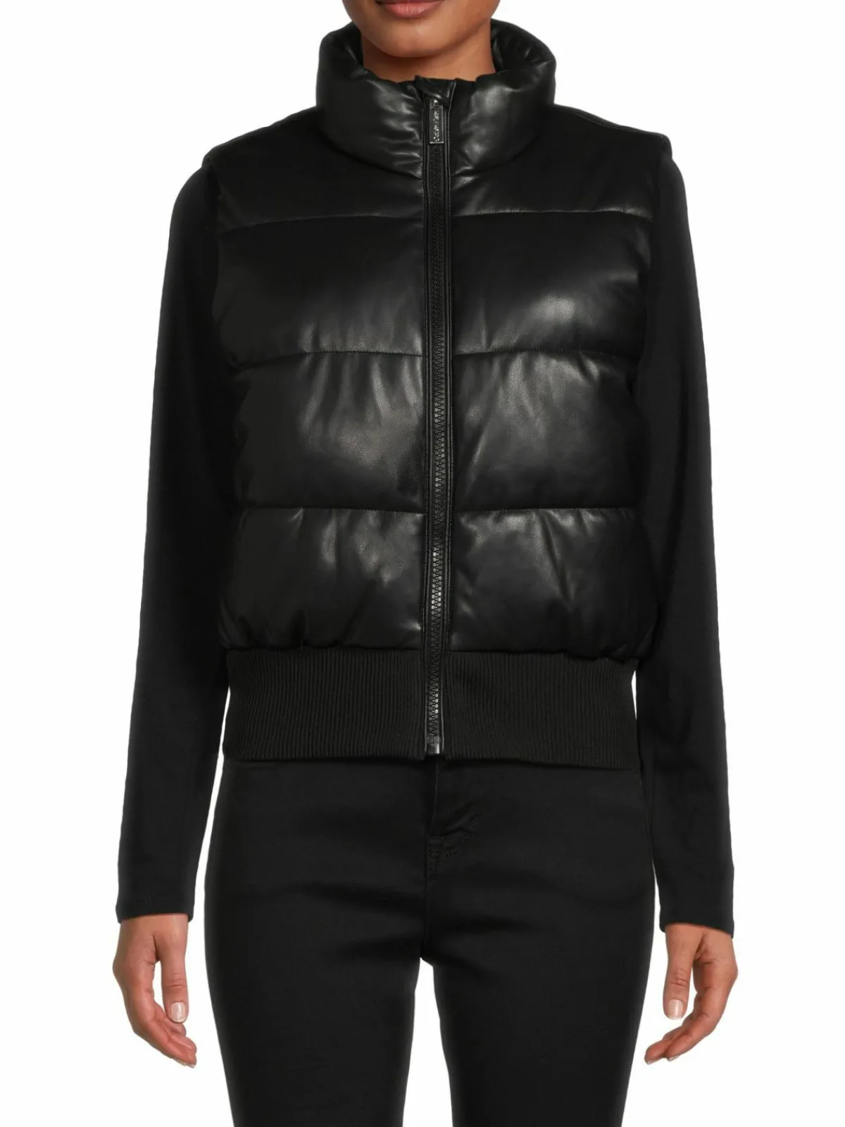Women Calvin Klein Faux Leather Puffer Vest