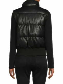 Women Calvin Klein Faux Leather Puffer Vest