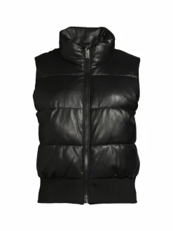 Women Calvin Klein Faux Leather Puffer Vest