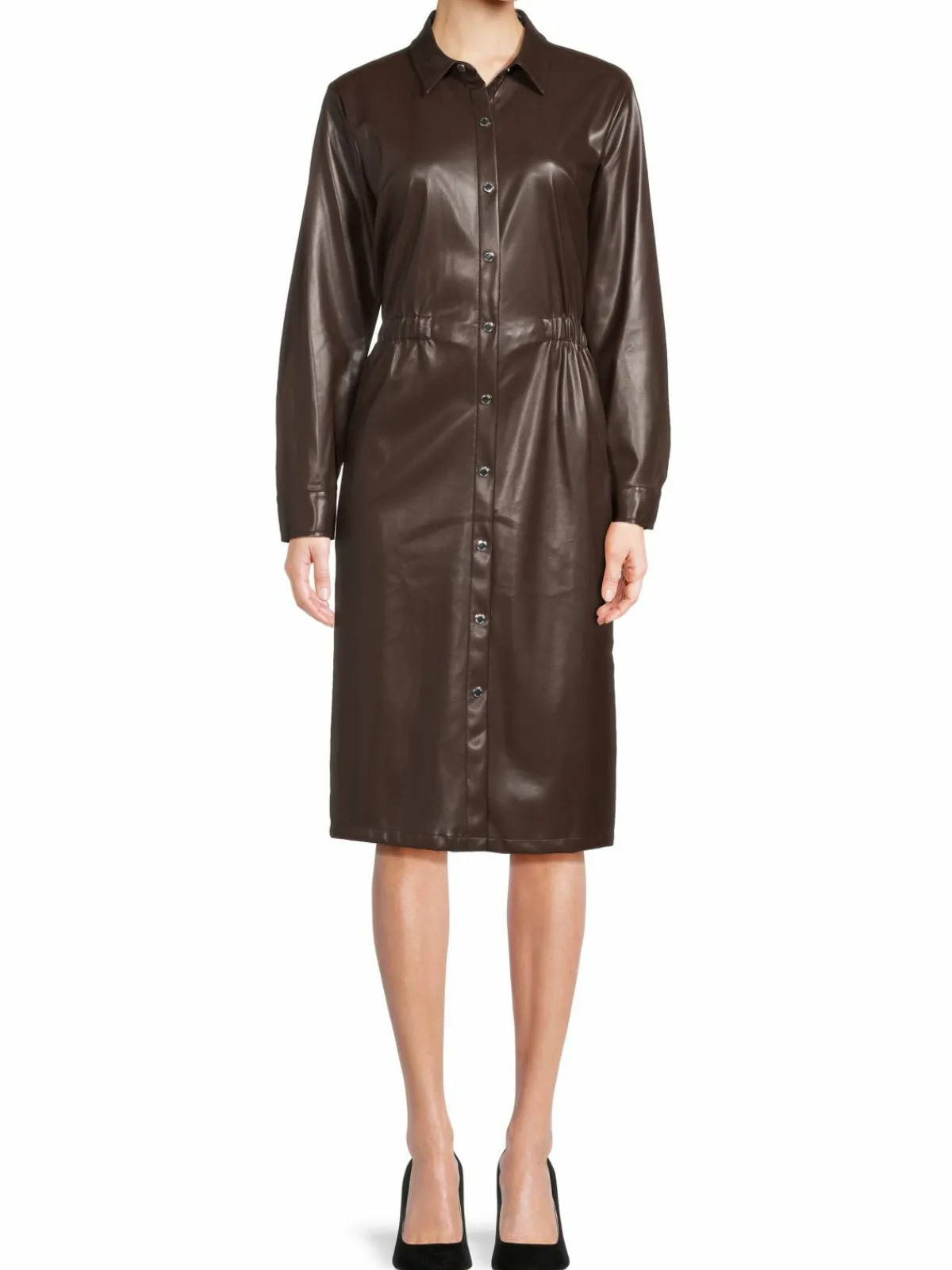 Women Calvin Klein Faux Leather Shirtdress
