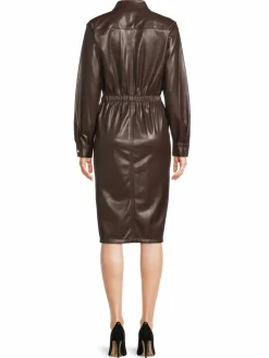 Women Calvin Klein Faux Leather Shirtdress