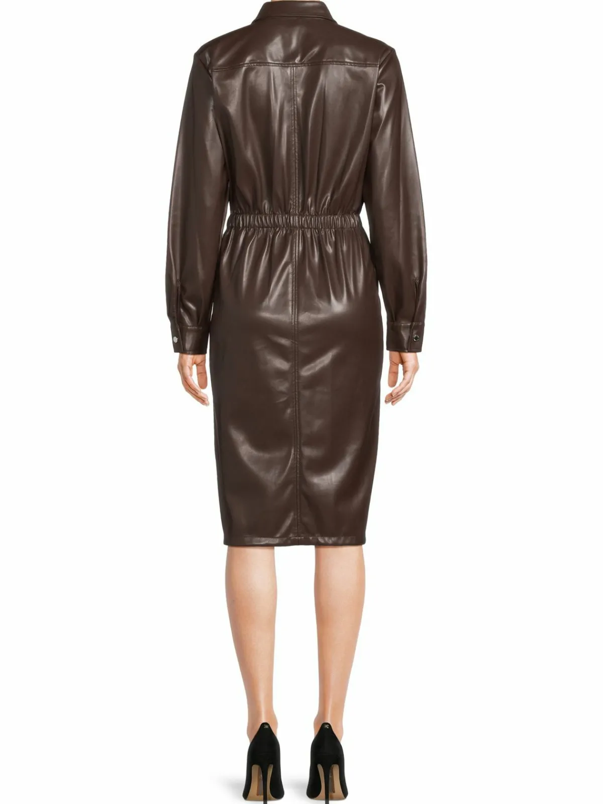 Women Calvin Klein Faux Leather Shirtdress