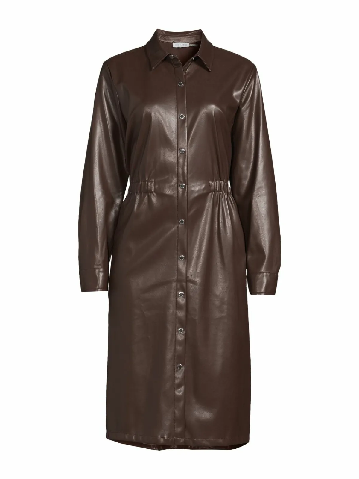Women Calvin Klein Faux Leather Shirtdress