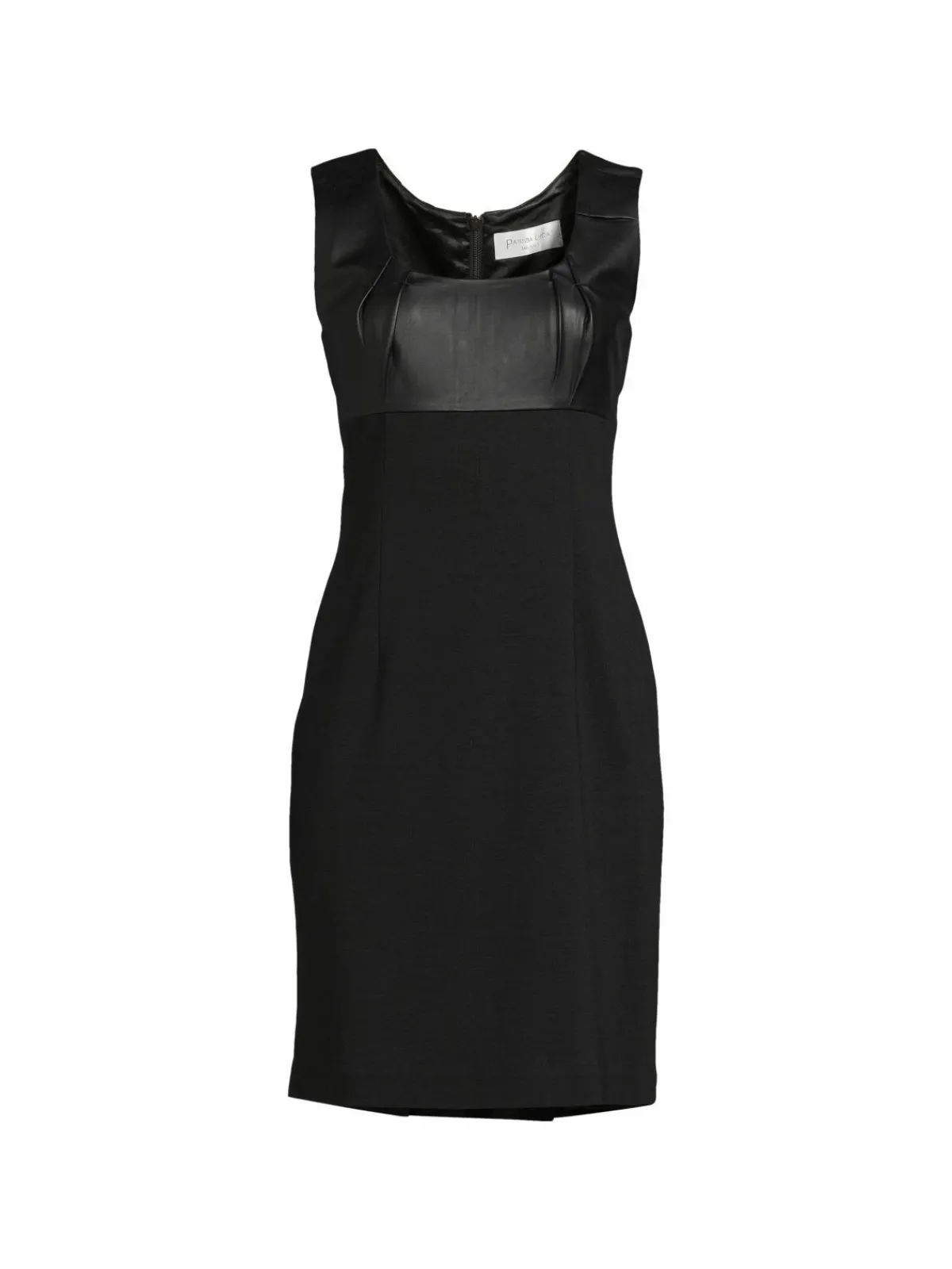 Women Patrizia Luca Faux Leather Trim Ponte Pencil Dress