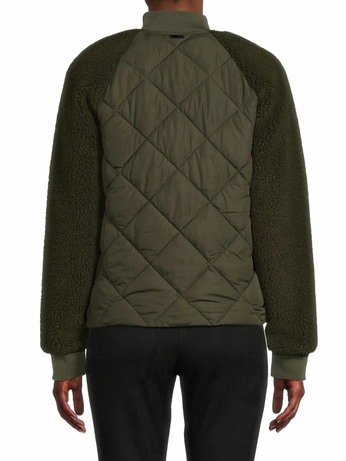 Women Andrew Marc Sport Faux Shearling Sleeve Quilted Jacket