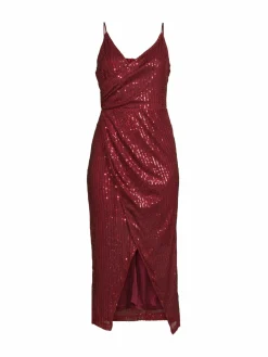 Women Area Stars Faux Wrap Sequin Midi Dress