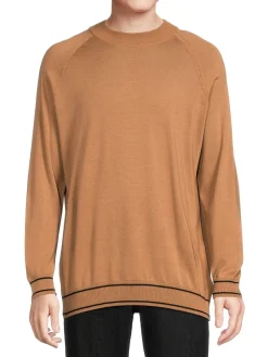 BOSS Sweaters|Favino Raglan Sleeve Virgin Wool Blend Sweater Beige