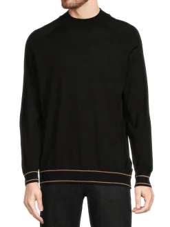 BOSS Sweaters|Favino Two Tone Virgin Wool Blend Sweater Black