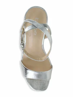 Bebe Flare Heel Platform Sandals