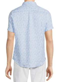 Heritage Report Collection Linen|Floral Linen Sport Shirt Light Blue