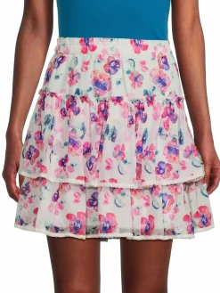 Women Allison New York Floral Ruffle Mini Skirt