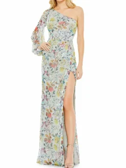 Women Mac Duggal Floral Sequin One Shoulder Gown