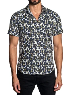 Jared Lang Casual Button-Down Shirts|Floral-Print Shirt White