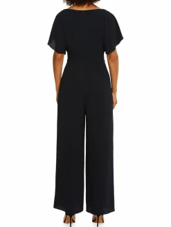 Women Maggy London Flutter Sleeve Crepe Jumpsuit