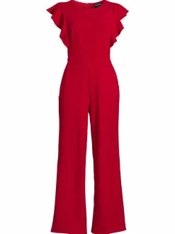 Women Bebe Flutter Sleeve Scuba Crepe Jumpsuit