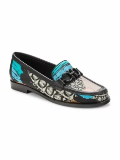 FERRAGAMO Gancini Print Leather Loafers