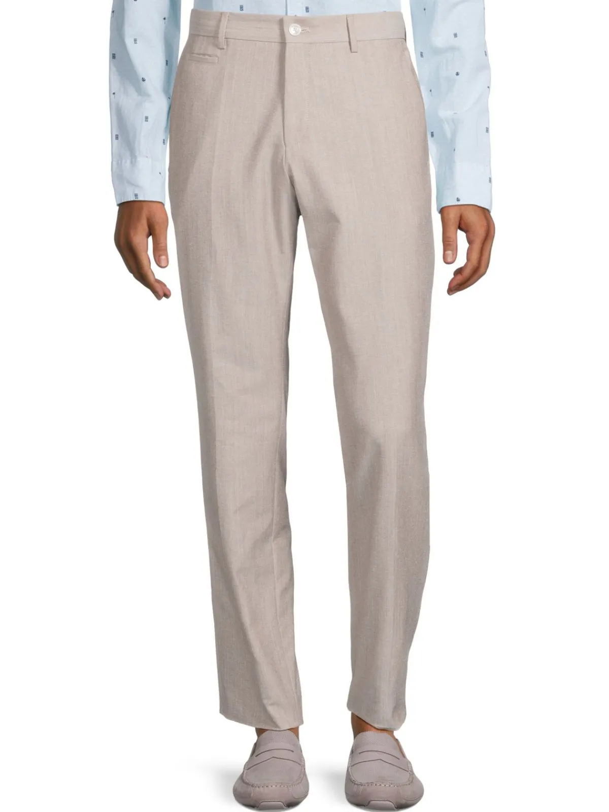BOSS Pants|Genius Solid Slim Fit Virgin Wool Blend Pants Beige
