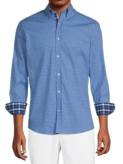 TailorByrd Casual Button-Down Shirts|Gingham Checked Shirt Blue