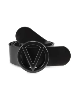 Valentino by Mario Valentino Belts|Giusy Logo Buckle Leather Belt Black