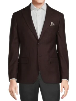 Tallia Blazers & Sportcoats|Glen Plaid Wool Blend Sportcoat Dark Red