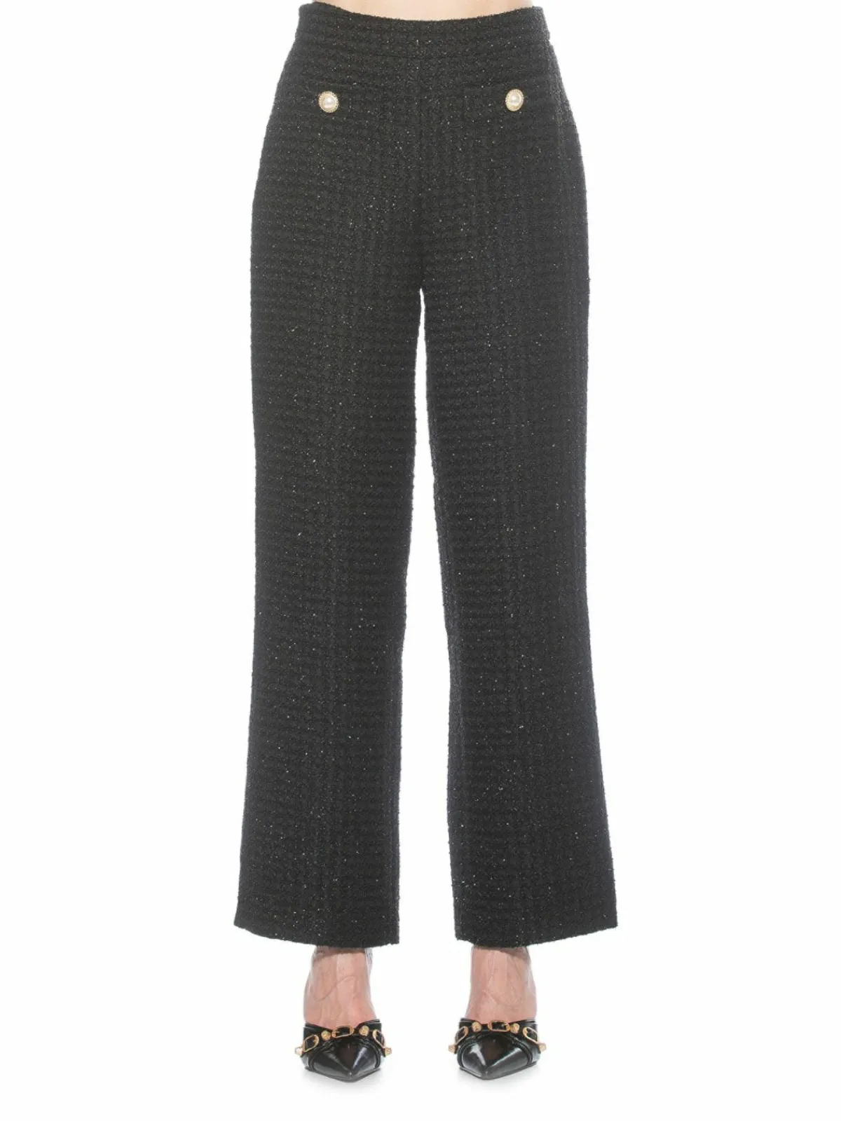 Women Alexia Admor Glitter Jayden Tweed Wide Leg Pants