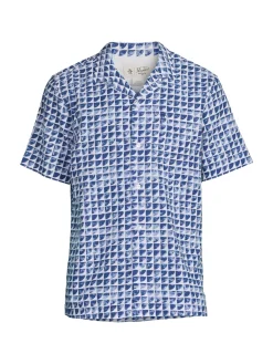 Original Penguin Linen|Graph Check Linen Blend Camp Shirt Limoges