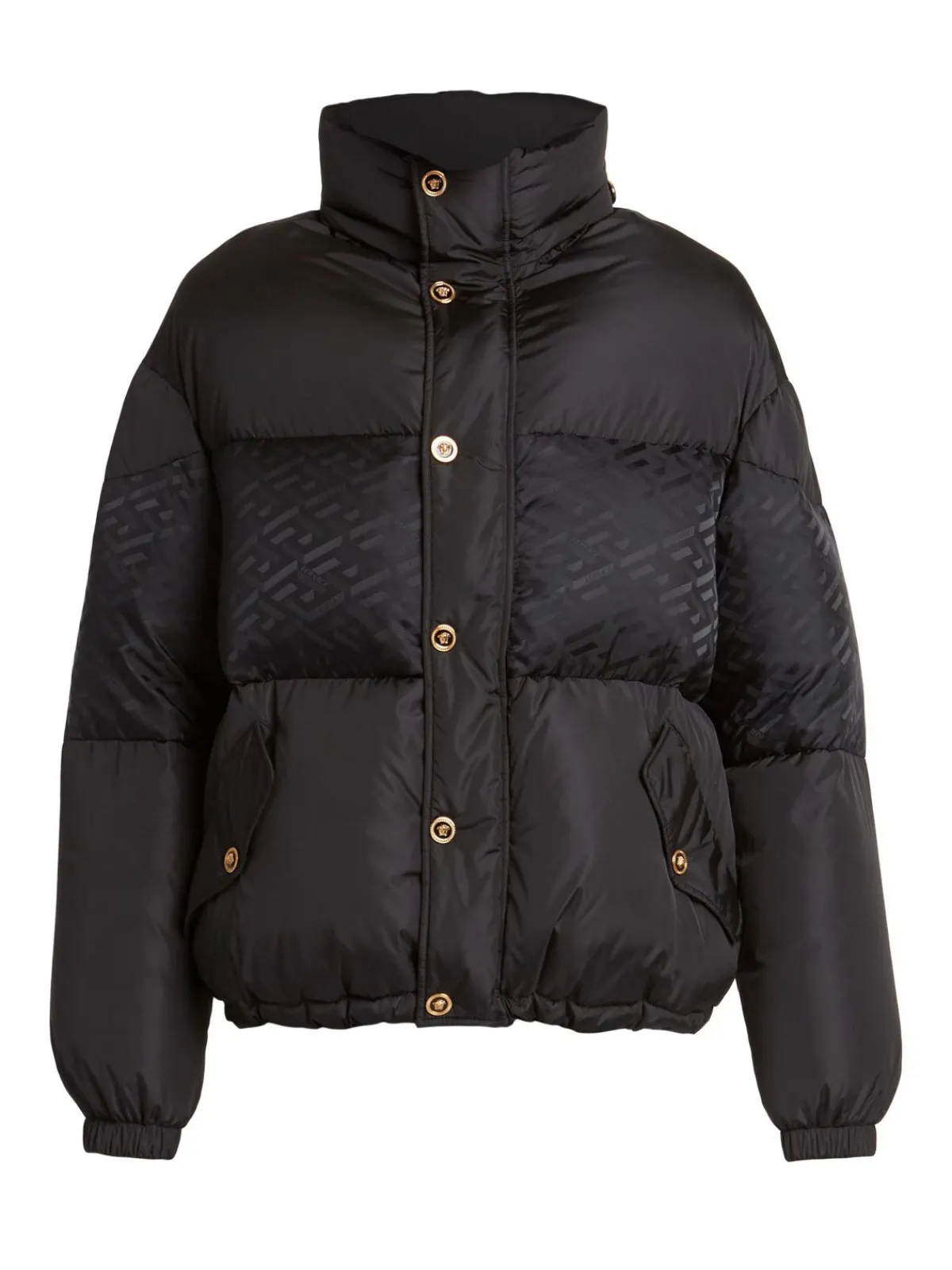Versace Coats & Jackets|Greca Monogram Mockneck Puffer Down Jacket