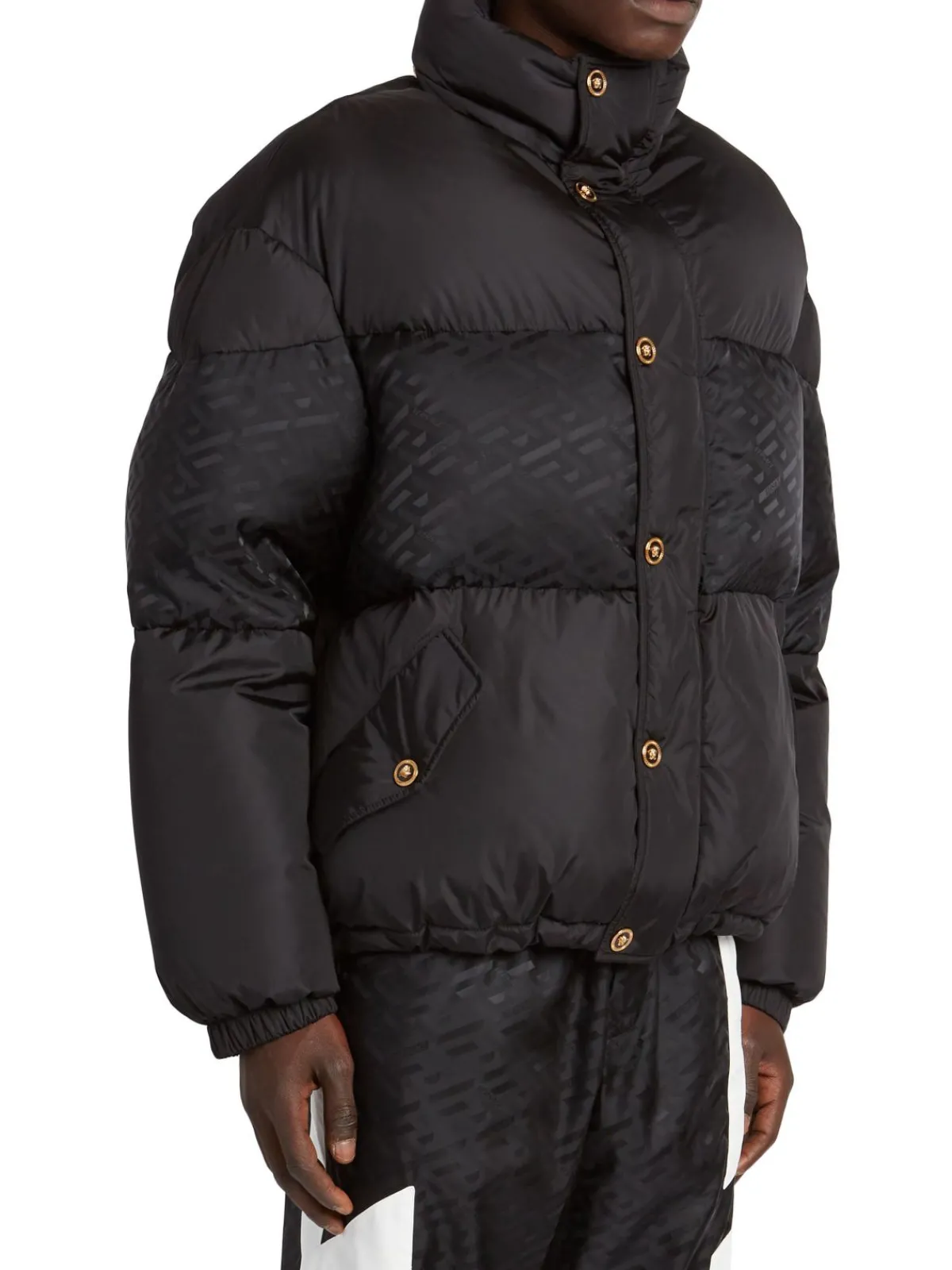 Versace Coats & Jackets|Greca Monogram Mockneck Puffer Down Jacket
