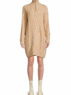Women CK Jeans Half Zip Cable Knit Sweater Dress