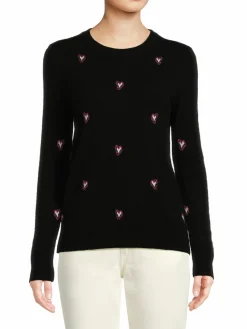 Women Saks Fifth Avenue Heart Pattern Cashmere Sweater