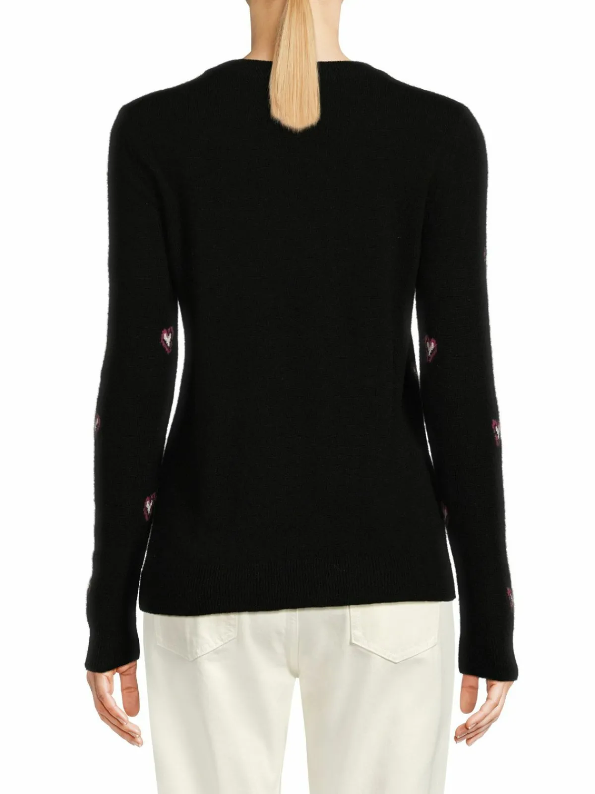 Women Saks Fifth Avenue Heart Pattern Cashmere Sweater