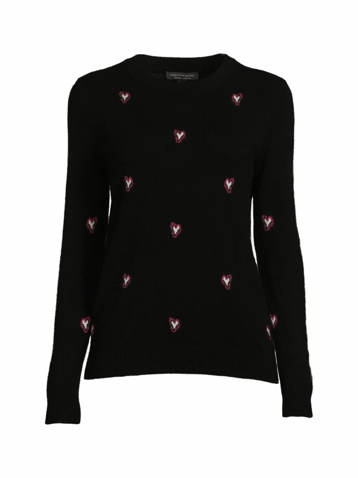 Women Saks Fifth Avenue Heart Pattern Cashmere Sweater