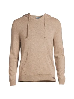 Samuelsohn Cashmere|Heathered Mercerized Wool & Cashmere Hoodie Toast
