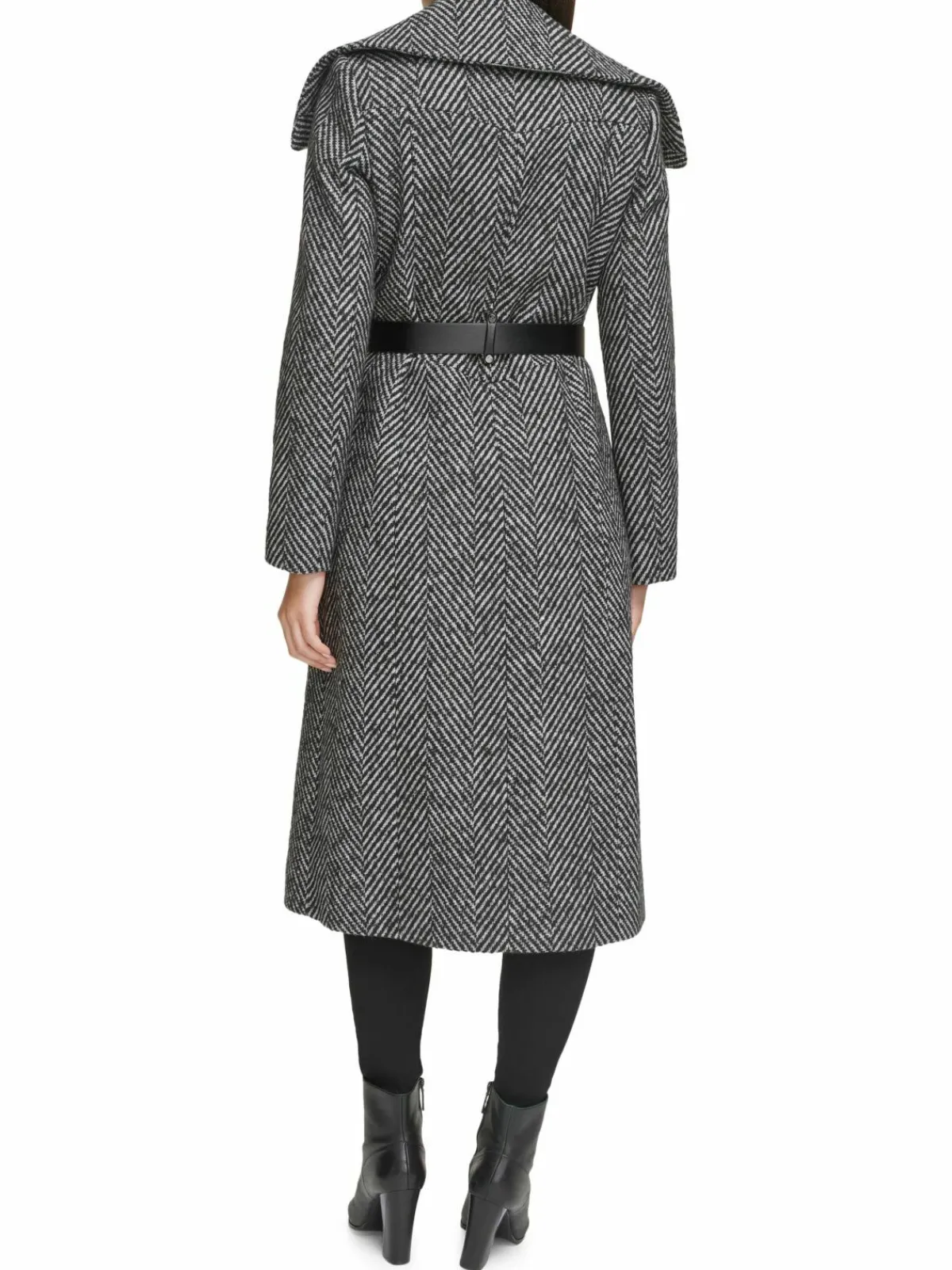 Women Kenneth Cole Herringbone Belted Car Coat