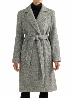 Women Sofia Cashmere Herringbone Wool Blend Wrap Coat