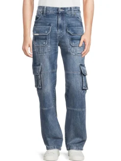 RTA Jeans|High Rise Cargo Jeans Blue