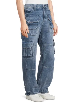 RTA Jeans|High Rise Cargo Jeans Blue
