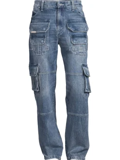 RTA Jeans|High Rise Cargo Jeans Blue
