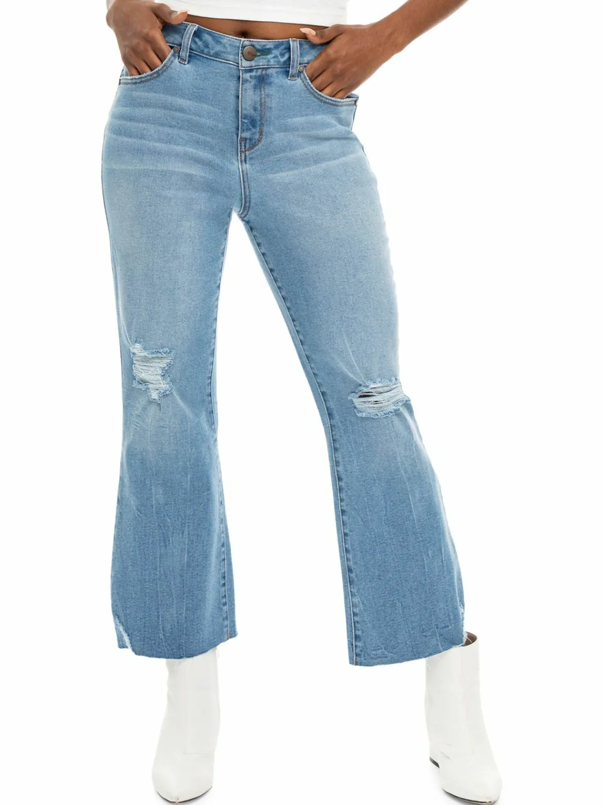 Women 1822 Denim High Rise Cropped Mini Bootcut Jeans