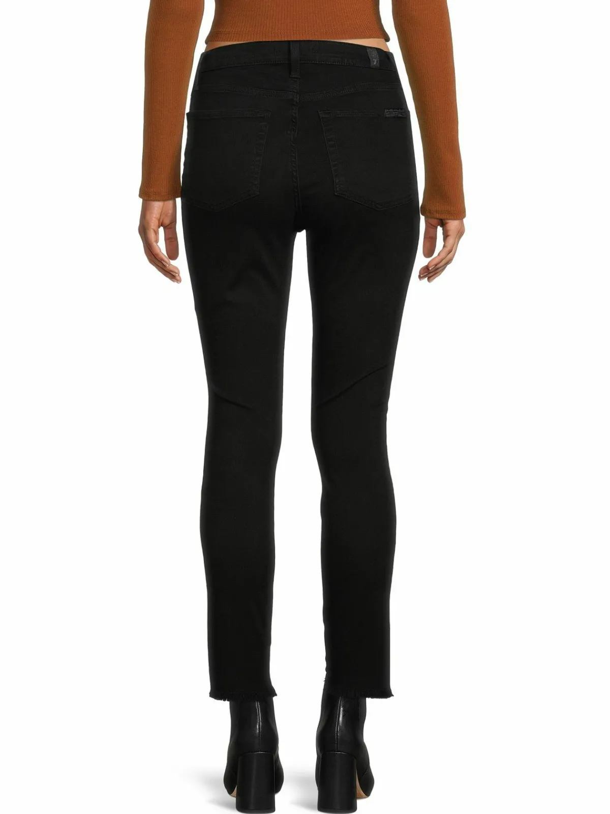 Women 7 For All Mankind High Rise Distressed Hem Ankle Jeans