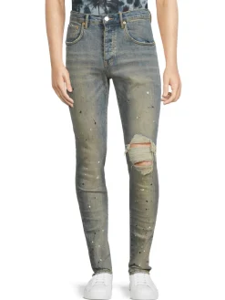 Purple Brand Jeans|High Rise Distressed Slim Fit Jeans Indigo