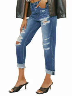 Women KanCan High Rise Distressed Straight Jeans