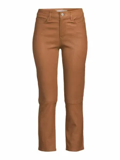 Women Frame High Rise Leather Cropped Pants